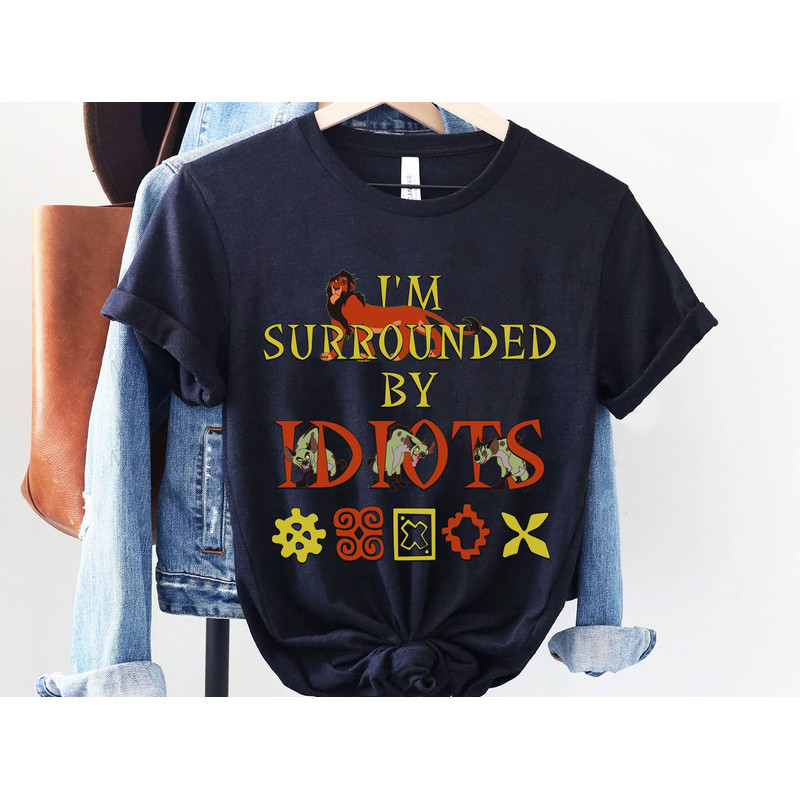 Vintage The Lion King Villains Scar And Hyenas Surrounded By Idiots Shirt Disney Movie T-shirt Walt Disney World Disneyland Trip - 1.jpg