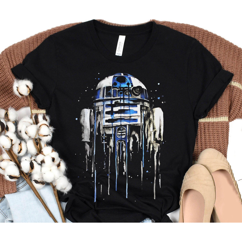 Watercolor R2-D2 Portrait Shirt Star Wars Droids T-shirt Walt Disney World Tee Galaxy's Edge Disneyland Family Vacation Trip - 2.jpg