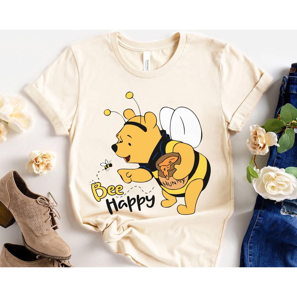 Winnie the Pooh Bee Happy Shirt Disney Pooh Bear T-shirt Walt Disney World Magic Kingdom Park Disneyland Trip Funny Gift - 1.jpg