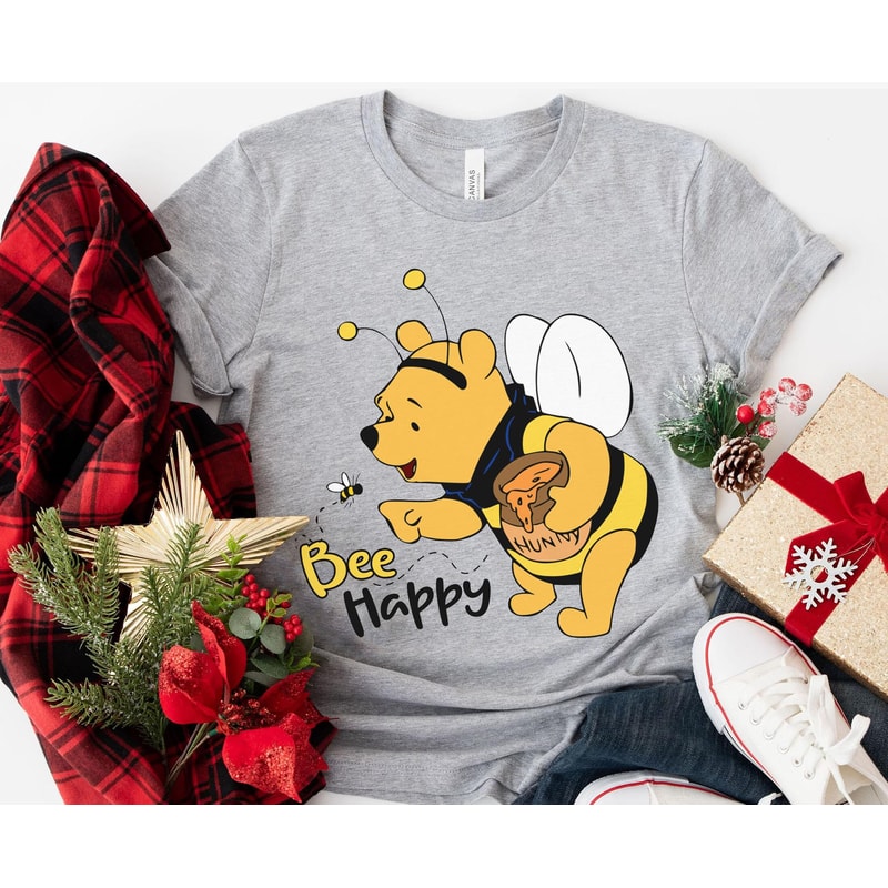 Winnie the Pooh Bee Happy Shirt Disney Pooh Bear T-shirt Walt Disney World Magic Kingdom Park Disneyland Trip Funny Gift - 3.jpg