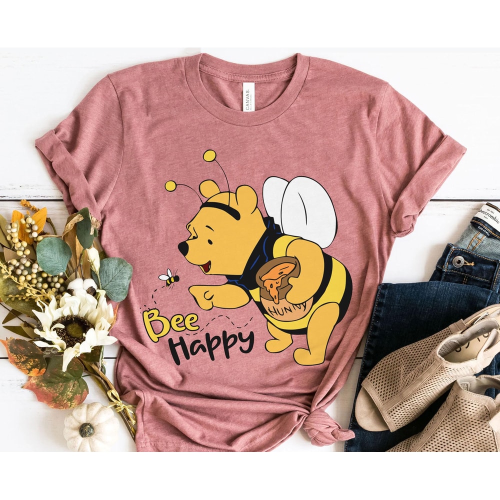 Winnie the Pooh Bee Happy Shirt Disney Pooh Bear T-shirt Walt Disney World Magic Kingdom Park Disneyland Trip Funny Gift - 5.jpg