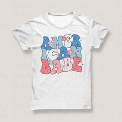 retro groovy smiley flower american babe tee, 4th of july tee, american babe tee, vintage tee