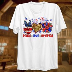 peace love freedom tee, 4th of july tee, usa flag sunflower tee