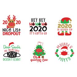 funny masked christmas clipart, social distancing digital, silhouette svg fies