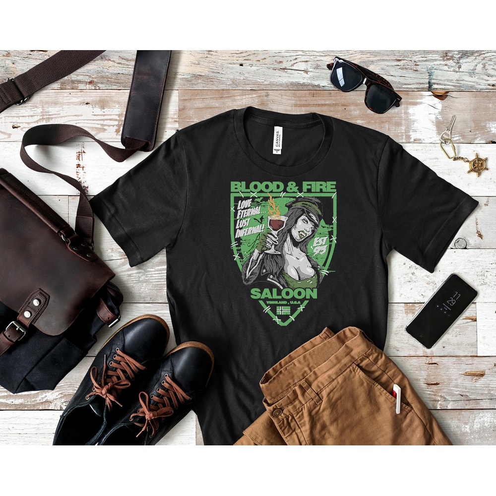 BLOOD & FIRE SALOON SHIRT Essential T-Shirt 110_Shirt_Black.jpg