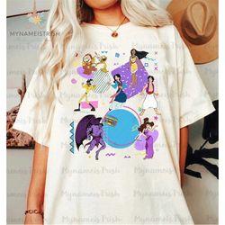 retro 90s disney characters t-shirt, powerline aladdin megara mulan pocahontas tee, disney birthday shirt, walt disney w