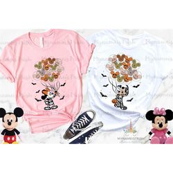 disney skeleton balloon t-shirt, disney balloon shirt, mickey minnie and friends, disney halloween matching shirt, disn