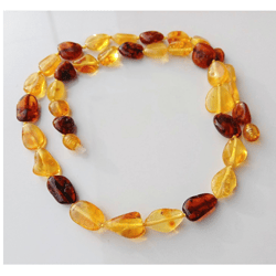 Authentic Amber Necklace Multicolor Baltic Amber Jewelry Gift For Women Mom Gemstone Beads Necklace Yellow Cognac color