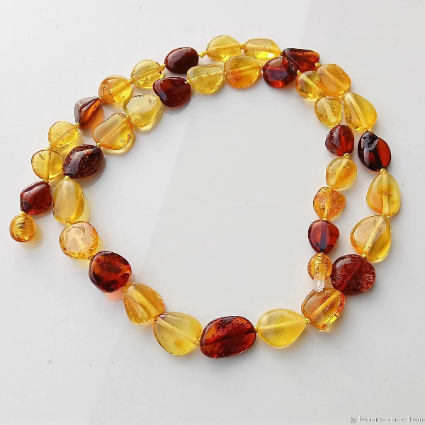 Amber Necklace Multicolor Baltic Amber Jewelry Gift For Women Mom Gemstone Beads Necklace Yellow Cognac.jpg