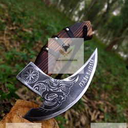 viking pizza cutting axe, viking camping axe, the original handmade forged pizza axe, best birthday gift for men, him