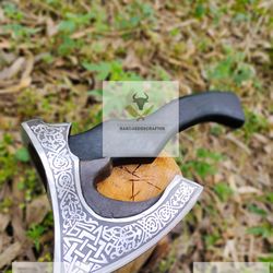 viking pizza cutter axe, bearded camping axe, the original handmade forged pizza axe, best birthday gift for men, him