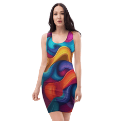all over printed women cut and hand sewn made especially bodycon dress fitted dresses sleeveless sexy party wear