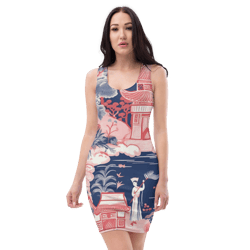 all over printed women cut and hand sewn made especially bodycon dress fitted dresses sleeveless sexy party wear