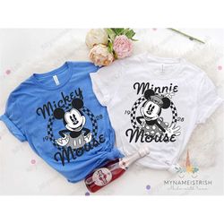 retro disney mickey shirt, mickey and minnie checkered tshirt, disney family shirt, minnie mouse tees, vintage disney te