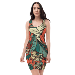 all over printed women cut and hand sewn made especially bodycon dress fitted dresses sleeveless sexy party wear