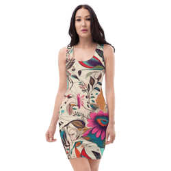 all over printed women cut and hand sewn made especially bodycon dress fitted dresses sleeveless sexy party wear