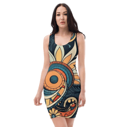 all over printed women cut and hand sewn made especially bodycon dress fitted dresses sleeveless sexy party wear