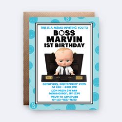 Boss Baby Invitation, Boss Baby Invite, Boss Baby Party Themed, Boss Baby Birthday, Digital Invitation