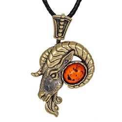 Aries Necklace Aries Zodiac Sign Pendant Gold Antique Brass Amber Jewelry Small Gift for Men Teen Boy handmade jewelry