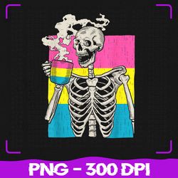 skeleton drinking coffee lgbt png, pansexual pride pan flag png, lgbt png, sublimation, png files, sublimation png, png