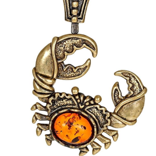 Cancer Pendant Cancer Necklace Men and Women Boy Zodiac Sign Horoscope Gold Amber Pendant cancer zodiac Crab jewelry.jpg