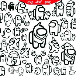 among us line svg bundle, among us png