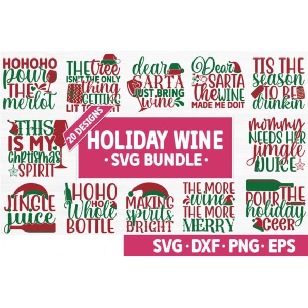 Holiday Wine SVG Bundle | Inspire Uplift