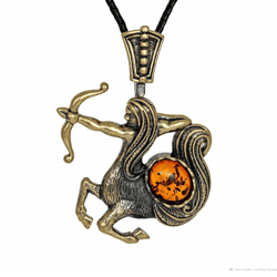 Sagittarius Zodiac Necklace for Men and Women Sagittarius Pendant Gold Brass with Amber Jewelry Amulet everyday necklace