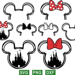 mickey ears svg, minnie svg, disney mouse svg, png files