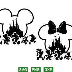 mickey outline svg, minnie svg, disney castle svg, png files