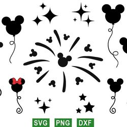 disney mouse fireworks svg, mickey fireworks svg, minnie svg, png files