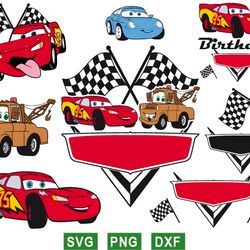 disney cars svg, cars birthday svg template, lightning mcqueen svg, png