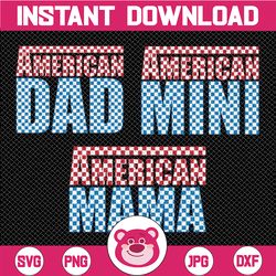 checkered american family svg, 4th of july png, america png, fourth of july design, independence day, sublimation png de