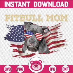 patriotic pitbull mom 4th of july american flag usa png, 4th of july pitbull american flag usa png, digital download