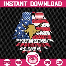 Patriotic Eagle - 4th of July Sunglass USA American Flag Svg, Independence Day Svg, Retro American Flag, Sublimation Des