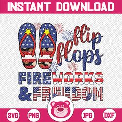 flip flops fireworks and freedom png, flip flops usa flag png, independence day, digital download
