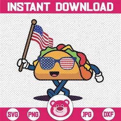 taco sunglasses american flag usa funny 4th of july svg, 4th of july flag svg, retro america taco png, digital download