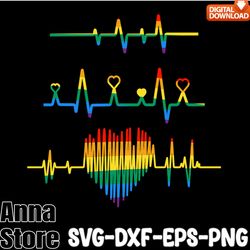 rainbow pulse svg,pride svg, lgbt svg bundle,lesbian svg , gay svg, bisexual svg, transgender svg, queer svg,questioning