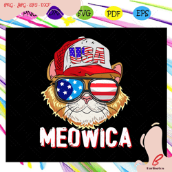 meowica american flag cat svg, 4th of july patrioti