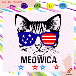 meowica with sunglasses american flag,american svg,