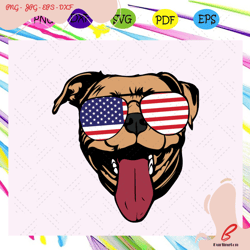 pitbull with sunglasses america flag, independence