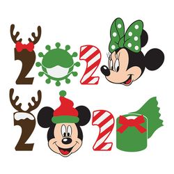 mickey and minnie christmas 2020 quarantine svg, silhouette svg fies