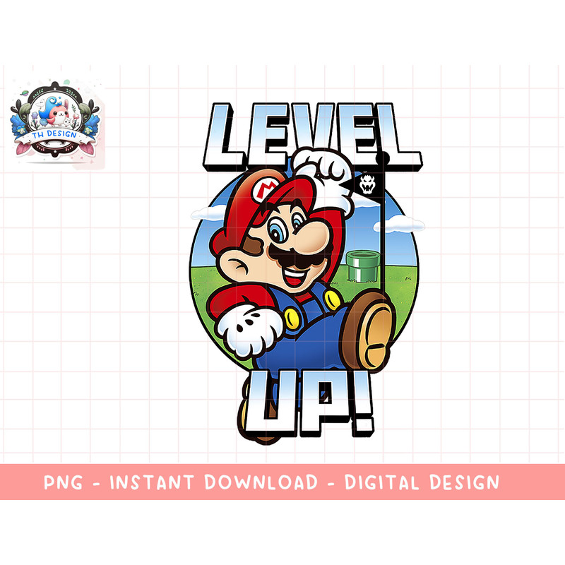 Super Mario Level Up Bowser Flag Portrait Graphic T-Shirt png, sublimation.jpg