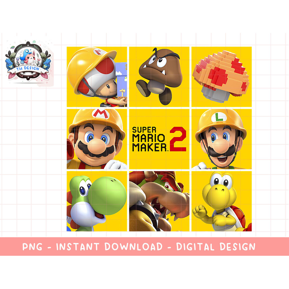 Super Mario Maker 2 Character Logo Box Grid Panel png, sublimation.jpg