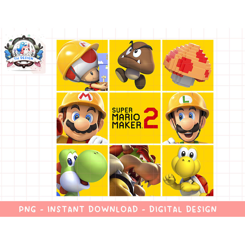 Super Mario Maker 2 Character Logo Box Grid Panel png, sublimation.jpg