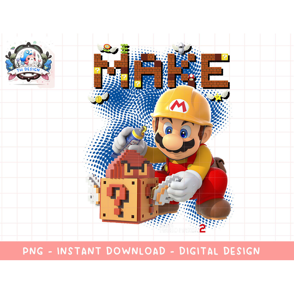 Super Mario Maker 2 Mario Block Building Make Portrait png, sublimation.jpg