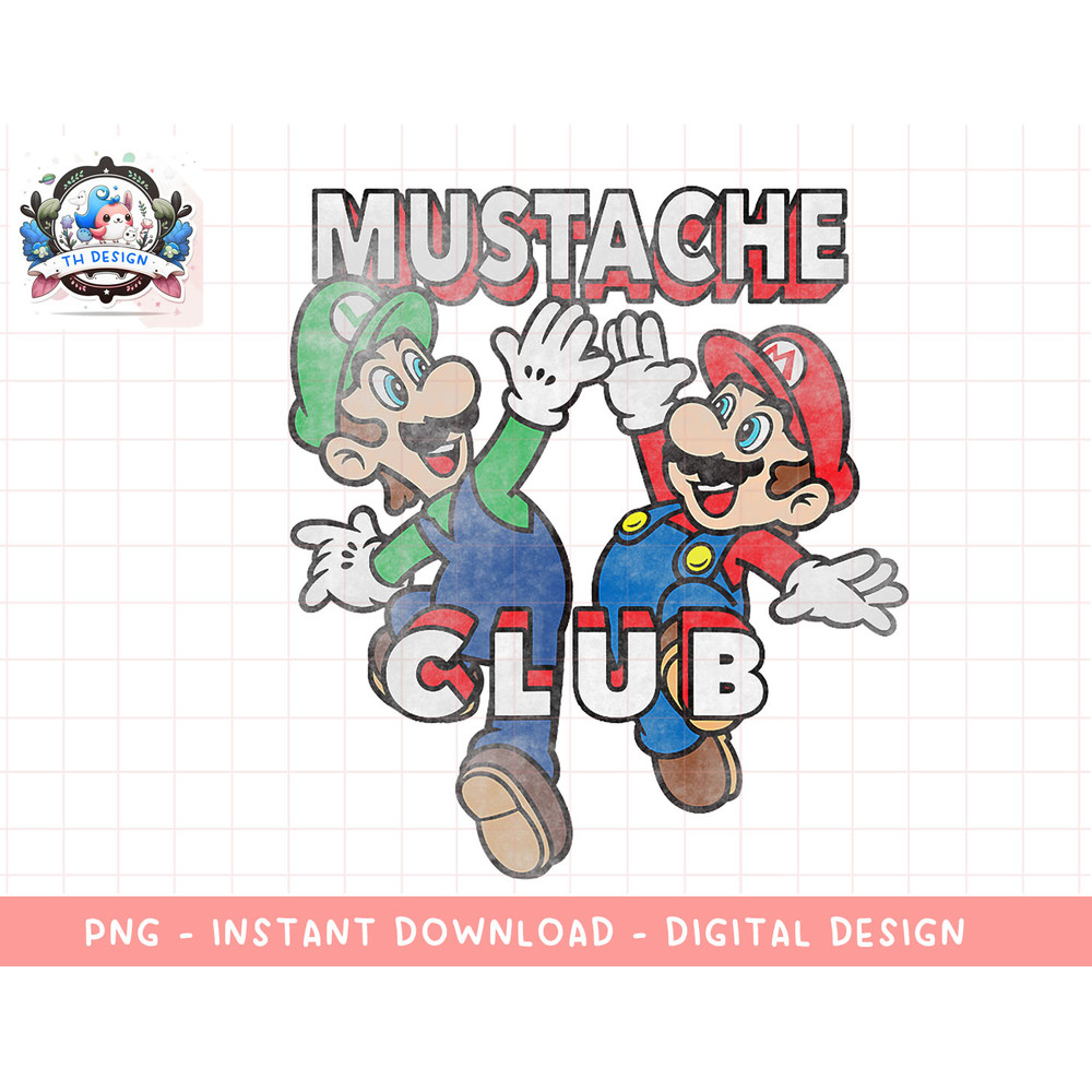 Super Mario Mustache Club Jumping Mario & Luigi png, sublimation.jpg