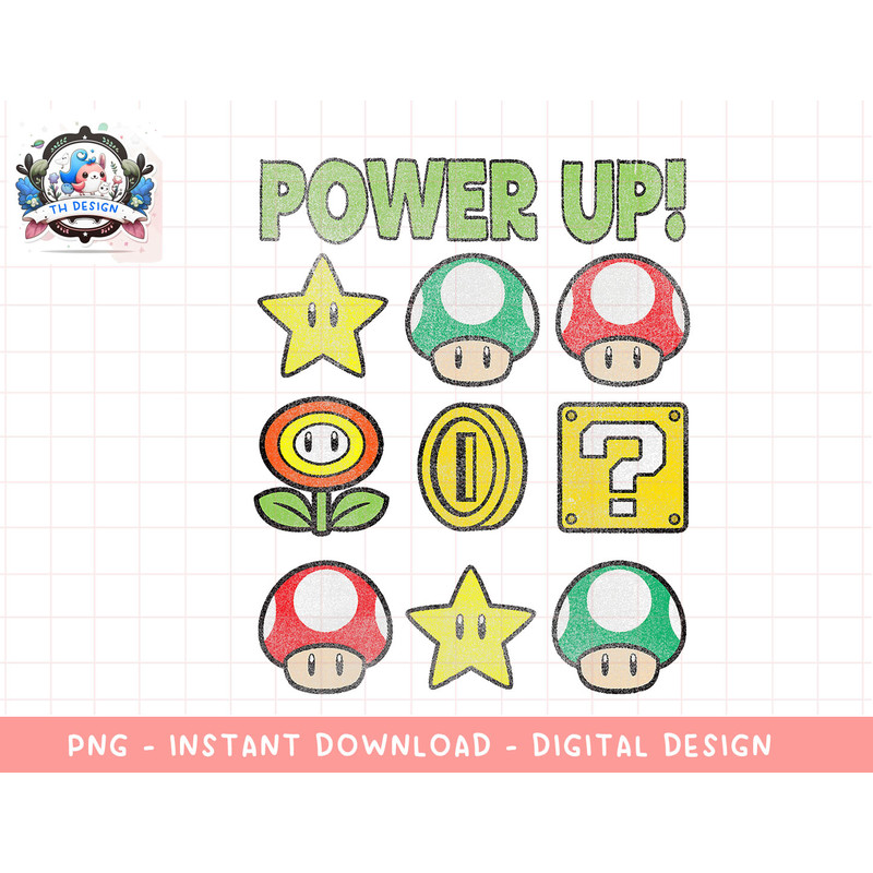 Super Mario Power Up Items Vintage Graphic T-Shirt png, sublimation.jpg