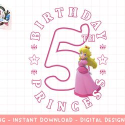 super mario princess peach 5th birthday princess portrait png, sublimation.jpg
