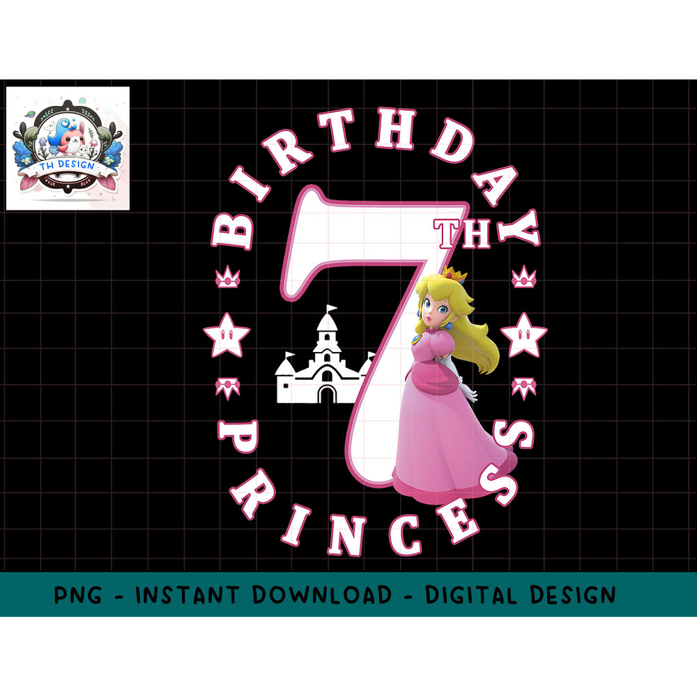 Super Mario Princess Peach 7th Birthday Princess Portrait png, sublimation.jpg